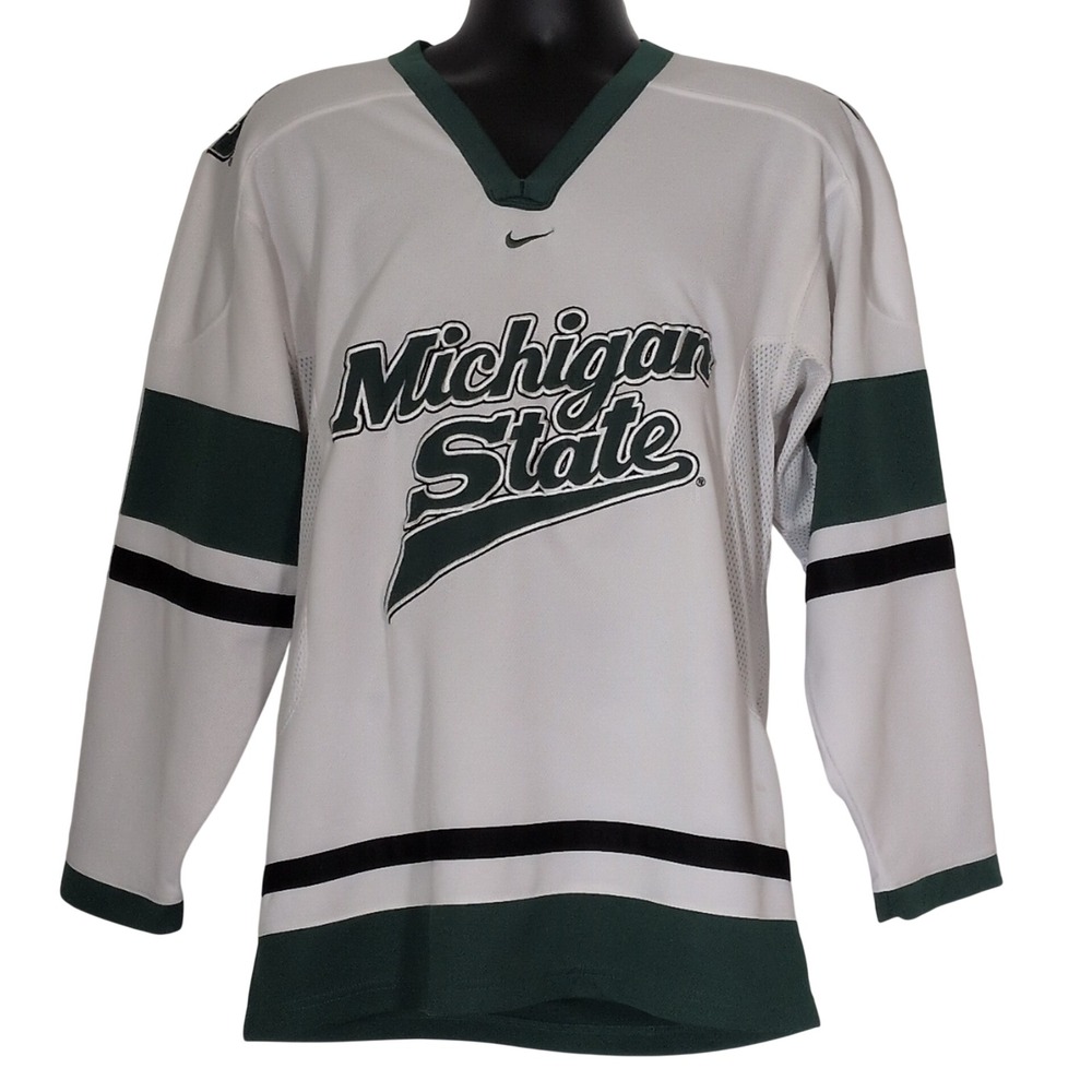 Nike Michigan State Spartans Hockey Jersey XL White Green Black V-Neck Mesh